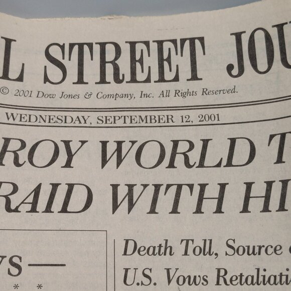 Wall Street Journal Sep 12, 2001, "Terrorists Destroy World Trade Center" - Picture 2 of 5